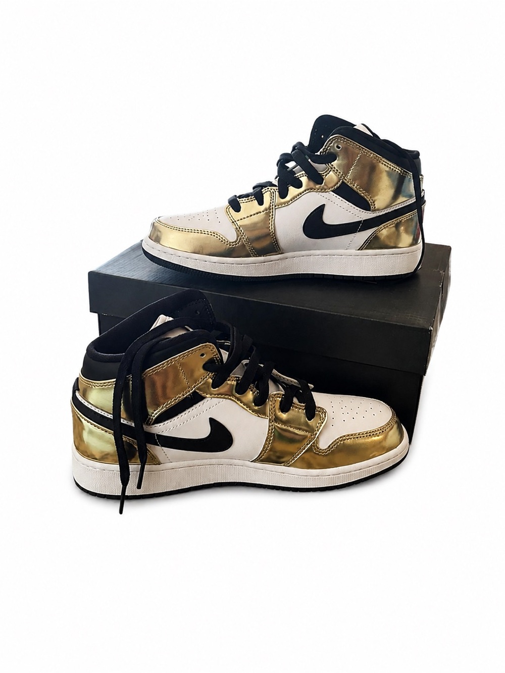 Jordan Kids' High-Top Sneakers in Gold, White & Black
